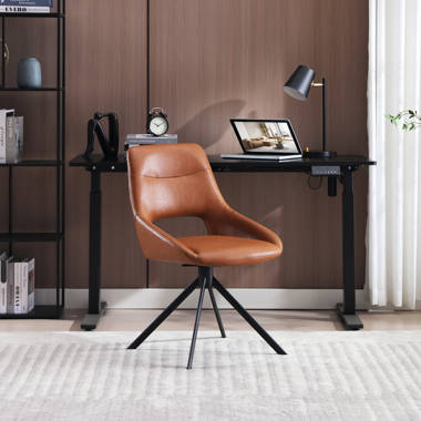 Faux leather desk chair best sale no wheels